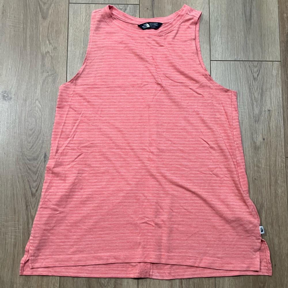 The North Face Coral Orange Striped Tank Top Large
